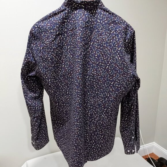 H&M MENS LONG SLEEVE CASUAL SHIRT PURPLE BLUE PATTERM SIZE XL - Picture 5 of 6